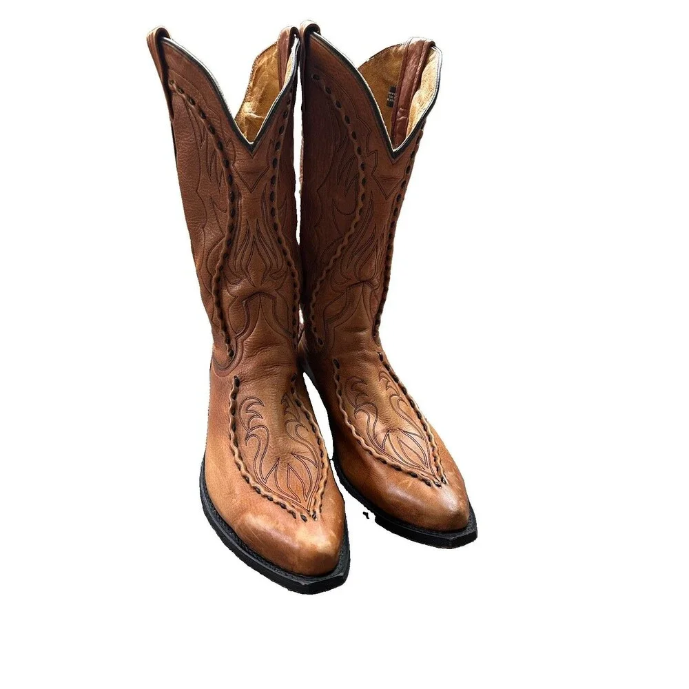 VTG Dan Post Albany Bucklace Leather Cowboy Boots Size 12D